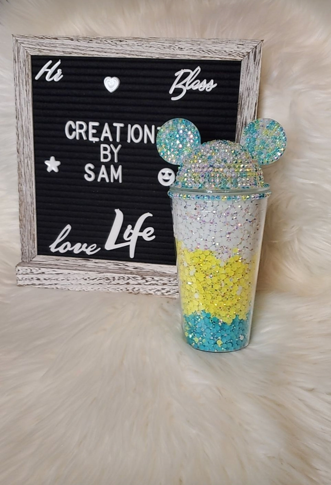 Gem filled Mickey ear tumbler